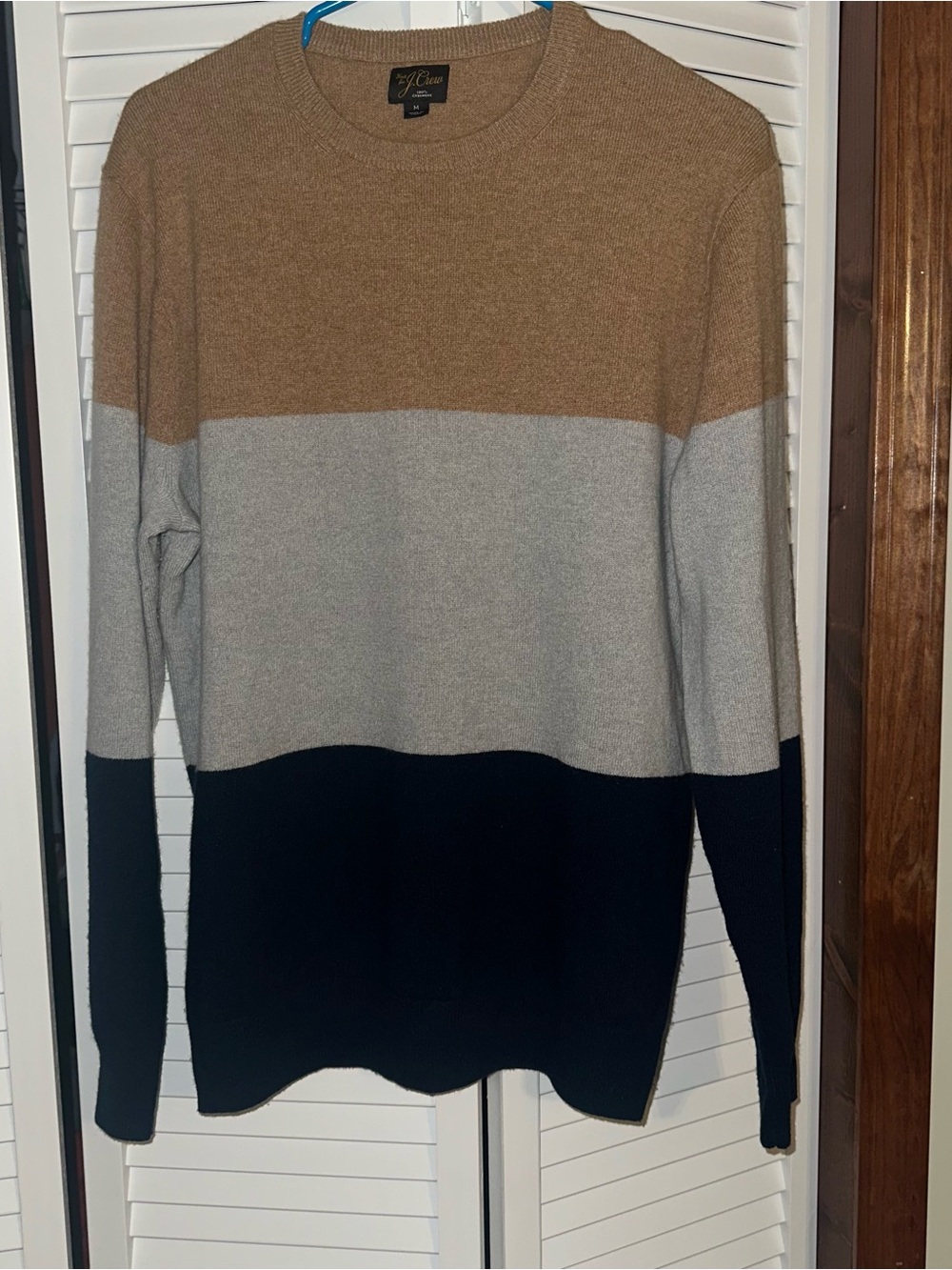 J. Crew cashmere Women's Three-Tone Crewneck Sweater